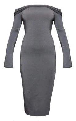 Robe Longue En Jersey Gris Anthracite à Manches évasées Et Détail Contours -Zeze Vetements Magasin 02445773fa426696b1a20218493ed8c65d46e3f7 cnc2869 5