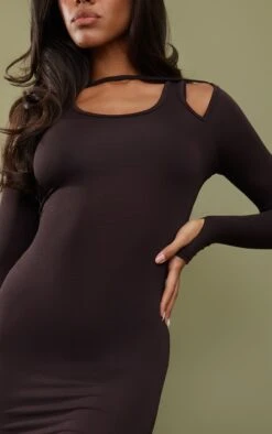 Robe Mi-longue En Jersey Chocolat à Bretelles Et Manches Longues -Zeze Vetements Magasin 04e2f13528af1024f8a632a1b16fe3a3182ab2fc cnc2915 4