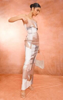 Robe Bustier Longue Taupe Imprimé Abstrait Repliée -Zeze Vetements Magasin 061e2b197f74396558f38c907584b3da58b5d8f6 cne8511 3