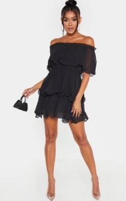 Robe Noire Fluide à Col Bardot Et Volants -Zeze Vetements Magasin 0808aca14e21dd896a9ecaa06b1e3304bca1435b cmf6993 4