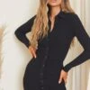Robe Chemise Côtelée Brossée Noire à Manches Longues Et Fronces -Zeze Vetements Magasin 08960078832f9510eb419001028e06f58e3af8da cmp8332 1
