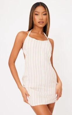 Robe T-shirt Droite En Effet Lin Beige Rayé Découpée à Nouer Derrière -Zeze Vetements Magasin 0982a94aa8d8405eab42e36fa4e967fcf73a799b cne6485 4