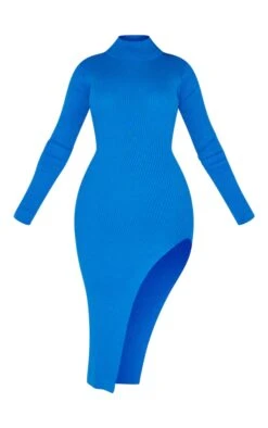 Robe Mi-longue En Maille Bleue à Col Roulé -Zeze Vetements Magasin 099347d0d9ba26552c762123cb96ef8e798ae3cc cnb1374 5