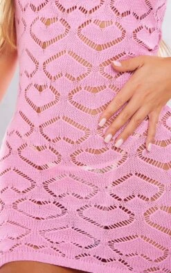Mini Robe En Maille Tricot Crochetée Rose Clair à Coeurs Découpés -Zeze Vetements Magasin 0ac8ee4348022bd5f93eb4a85f575e4b027eeb91 cnc6512 4
