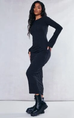 Robe Longue Texturée Noire à Manches évasées Et Dos Noué -Zeze Vetements Magasin 0be7041237a2b425a5b9b5e398b382ff109982f0 cnc6648 3