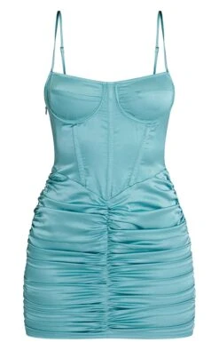 Robe Moulante Satinée Bleu Sarcelle à Détail Corset Et Jupe Froncée -Zeze Vetements Magasin 0ee4d51c92426f18f40be756b0be794ad28aceaf cmt0368 6