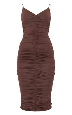 Robe Mi-longue Chocolat Très Froncée à Bretelles Fines -Zeze Vetements Magasin 1049a9033404cf81a05ea5f129d7aefbc66b1747 cnb2812 5