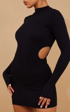 Robe Moulante Côtelée Structurée Noire à Découpes Et Col Montant -Zeze Vetements Magasin 108dd6c51b63cafc8b897a98f4ed3dca560545a9 cna6595 4