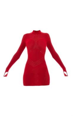 Robe En Maille Tricot Transparente Rouge à Parties Contrastantes -Zeze Vetements Magasin 1177ee2f4933347e4677e29c5120c3dd8de56599 cnb8428 5