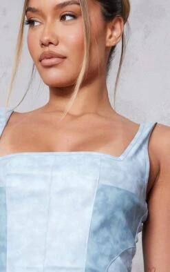 Robe Moulante En Similicuir Bleu à Parties Contrastantes -Zeze Vetements Magasin 12b376c590a899549996851384cf46160c24e775 cnc8303 4