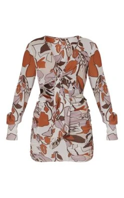 Mini Robe Multicolore Imprimé Fleuri Abstrait à Devant Froncé Et Noué -Zeze Vetements Magasin 161d1fdfddf39883c2ecfdda38109bf58d3b9b68 cmy6184 6