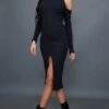 Robe Mi-longue Noire Côtelée à épaules Dénudées Et Fente -Zeze Vetements Magasin 1a811c098968f03d927ec438997e4fb5dc13a9c7 cnb8094 1