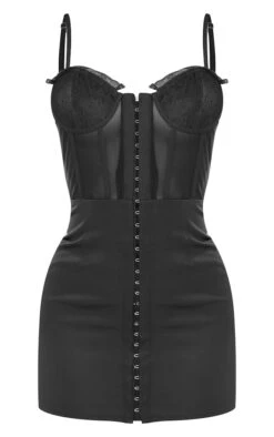 Robe Moulante Dos Nu En Maille Tissée Noire à Corset Lacé En Mesh Et Armatures -Zeze Vetements Magasin 1f44fa0963312f44959e1e4fde86098cc25de8ae cne2692 5