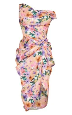 Robe Mi-longue Satinée Fleurie Multicolore à épaules Dénudées Et Jupe Drapée -Zeze Vetements Magasin 1f53ec9d853d9e43c206cfab543b0f57e43237ae cmy4130 6