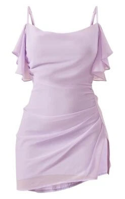 Robe Droite Drapée En Mousseline De Soie Lilas à Col Bénitier Et Bretelles -Zeze Vetements Magasin 200a715c2526b65c3329e3d11e10cb1950cab29a cnd7690 5