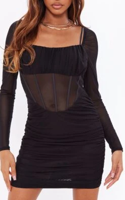 Robe Moulante En Mesh Noire à Corset Et Froncée Sur Le Buste -Zeze Vetements Magasin 20644a2a5525b38b919cf4adf27da2c3c9f40273 cnd2215 4