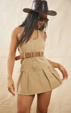 Mini Robe Dos Nu En Jean Marron Clair à Ceinture Tressée Et Jupe Plissée -Zeze Vetements Magasin 20b1313f9ba329e14a202f6b1af84bb77506de97 cnd1887 3