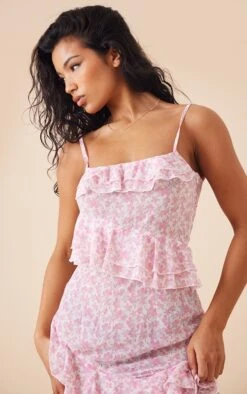 Robe Longue En Mousseline De Soie Rose Fleurie Et Volants -Zeze Vetements Magasin 20fa2aa9ecf071e422ae7b681465da26d9ee5419 cnd7600 4
