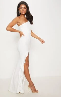Robe Longue Blanche à Bretelle Unique Et Ourlet Volanté -Zeze Vetements Magasin 21e5344136828131cbf40fd6606ea742d8e7d064 CLX8686 4