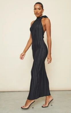 Robe Longue Noire Plissée à Col Montant Et Dos échancré -Zeze Vetements Magasin 21f83fbb67d14223c031274b9a4242e07e8740fe cnd2061 3