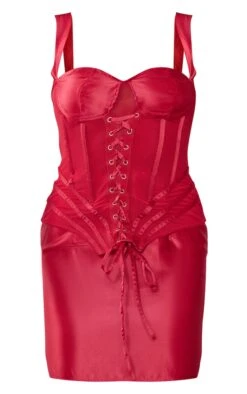 Robe Moulante Satinée Rouge à Détail Corset Et Agrafes Et Oeillets -Zeze Vetements Magasin 22cf69248e2d8b9906e9ef764ca5f92c6aca7dbf cnd0359 5