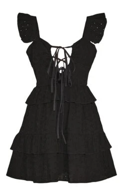 Robe Volantée Droite Noire à Broderie Anglaise Et Lanières -Zeze Vetements Magasin 237f4917274d6594dcea670a6b789939d9df62b1 cmy1615 6