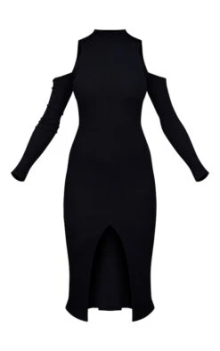 Robe Mi-longue Noire Côtelée à épaules Dénudées Et Fente -Zeze Vetements Magasin 263e925bcaeaeef328a0816fca8f8cbd425f59c7 cnb8094 5