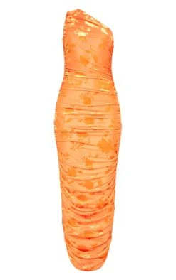 Robe Longue Asymétrique Dévorée Orange Fleurie -Zeze Vetements Magasin 27ef80f656a6e64ed7d82d835431e615dc24d7b1 cne2929 5