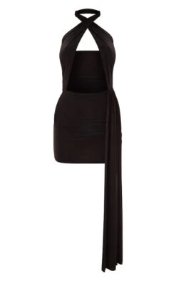 Robe Très Moulante Noire à Jupe Drapée Et Bretelles Croisées Détail Capuche -Zeze Vetements Magasin 29e39645c13262226268b52987a9459d9a991cc9 cnd4310 5