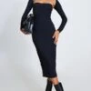 Robe Bustier Mi-longue Côtelée Texturée Noire à Détail Manches -Zeze Vetements Magasin 2a5c0338cb1bd11c1c42c5a35a5d90094f19e3b2 cnc5967 1