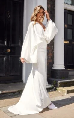 Robe Longue Drapée Satinée Blanche -Zeze Vetements Magasin 2e668e91cfe0d4da41314433599e887bca37688a cnd9171 3