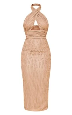 Robe Mi-longue En Jersey Texturé Café Au Lait à Bretelles Croisées Au Cou -Zeze Vetements Magasin 2ed5e7cf88e4066c3592b367be05fdc7c8b58fa8 cne2988 5