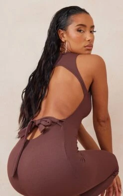 Robe Longue Chocolat Côtelée à Dos Ouvert Et Lien Taille -Zeze Vetements Magasin 2f6f150e717fca46dea1cacb52d3d3e045b7840b cmy6155 5