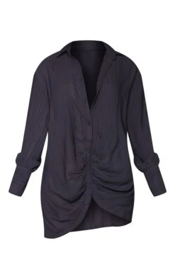 Robe Chemise Noire Froncée Devant Texturée à Manches Longues 11 Robe Chemise Noire Froncée Devant Texturée à Manches Longues -Zeze Vetements Magasin 32d039a66c672c08d15b9dde3d0082c4063ff258 cms6969 6