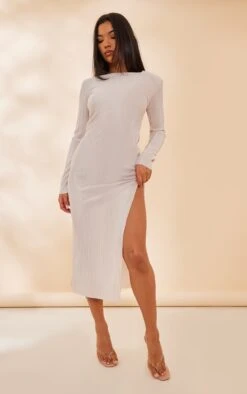 Robe Mi-longue Plissée Crème à Manches Longues Et Fente -Zeze Vetements Magasin 34db9b1eab65e37bd8f5a3e5caa5e577d80a0adc cnd2179 3