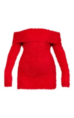 Robe Pull Moulante En Maille Duveteuse Rouge à Col Bardot -Zeze Vetements Magasin 3621fd8037bda3b3fe5b228673cd449528d27118 cnd1709 5