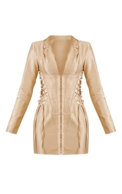 Robe Blazer Satinée Café Au Lait Clair à Corset Et Lacets Latéraux -Zeze Vetements Magasin 3988c7d712b01507907a141e65e8bf50e3bdaac4 cnc6151 5
