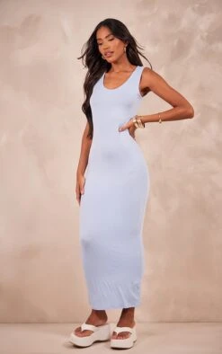 Robe Longue Simple Bleu Clair
