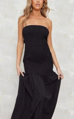 Robe Longue Bustier Froncée Noire à étages -Zeze Vetements Magasin 3b2f2ec03ff95d5d010252eaeb394dd723cee7b9 cne2862 4