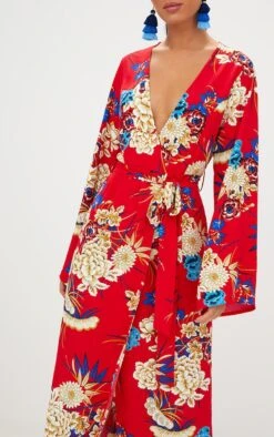 Robe Kimono Longue Rouge à Imprimé Floral -Zeze Vetements Magasin 3d72b0a3ff2f10d6185b3c8da471220989167004 CLT9789 5