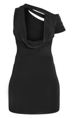 Robe Asymétrique Très Moulante Noire à Col Bénitier -Zeze Vetements Magasin 3fe11fa87f8dcf1da3f27a976bc07e19591fb46c cnd7693 5