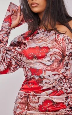 Robe Asymétrique Moulante Satinée Nude Imprimé Tatouages à Manches Bouffantes Et Fronces -Zeze Vetements Magasin 43a251cb4ce5981c5a191a2e32014826a95b1d61 cnb7391 4