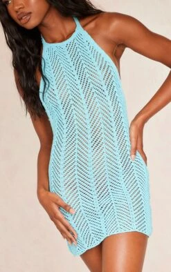 Mini-robe En Maille Crochet Turquoise Ouverte Dans Le Dos -Zeze Vetements Magasin 43b0acd18a2746bc5b981d19a851a24025172daa cne6273 4