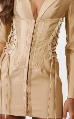 Robe Blazer Satinée Café Au Lait Clair à Corset Et Lacets Latéraux -Zeze Vetements Magasin 45162f0c2ad143c59fe3d1758f78968d7cef446f cnc6151 4