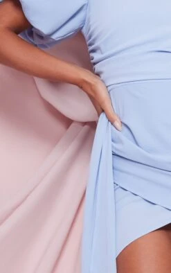 Robe Moulante Asymétrique Bleu Clair Drapée à Manche Bouffante -Zeze Vetements Magasin 476473c490431a1ec73cdd432770214f668f268f cnd4304 4