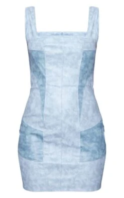 Robe Moulante En Similicuir Bleu à Parties Contrastantes -Zeze Vetements Magasin 47f251c8b602f0db9515c2d9f184c6607c68818d cnc8303 5