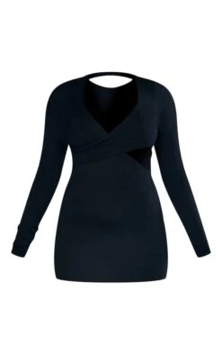 Mini Robe à Devant Asymétrique Noire En Maille Tricot -Zeze Vetements Magasin 4891c876dbc67dee1e97a942d381c1b2b818c4d4 cnc3207 5