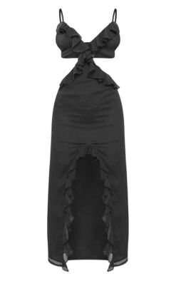 Robe Longue En Mousseline De Soie Noire à Bordure Volantée Et Dos Ouvert -Zeze Vetements Magasin 49b2cc79f28ca688b28d3dff55430367e6213a9e cnd7675 5