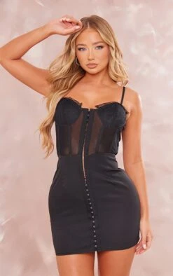 Robe Moulante Dos Nu En Maille Tissée Noire à Corset Lacé En Mesh Et Armatures -Zeze Vetements Magasin 4d48d7bfa93591a4f3b9f8e8475bbd3d1db7b957 cne2692 1