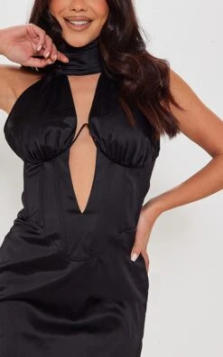 Robe Moulante Satinée Noire à Corset Armatures Et Col Montant -Zeze Vetements Magasin 5002daaec13a8e3579c78dd483e4447f4b561a51 cnc7782 4